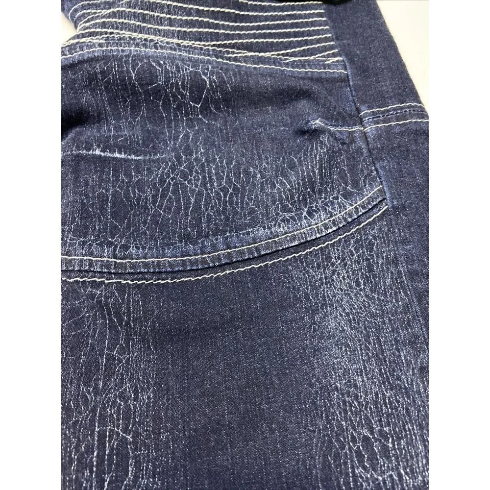 True Religion Men 38 Moto Skinny Run Stitch Denim‎